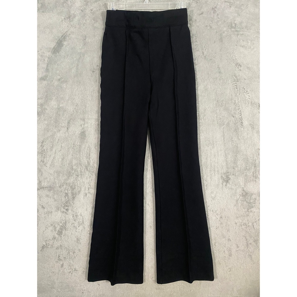 Spanx Flare Pants Sz S Tall Black Perfect Pant Hi-Rise Pintuck Pull On Shapewear
